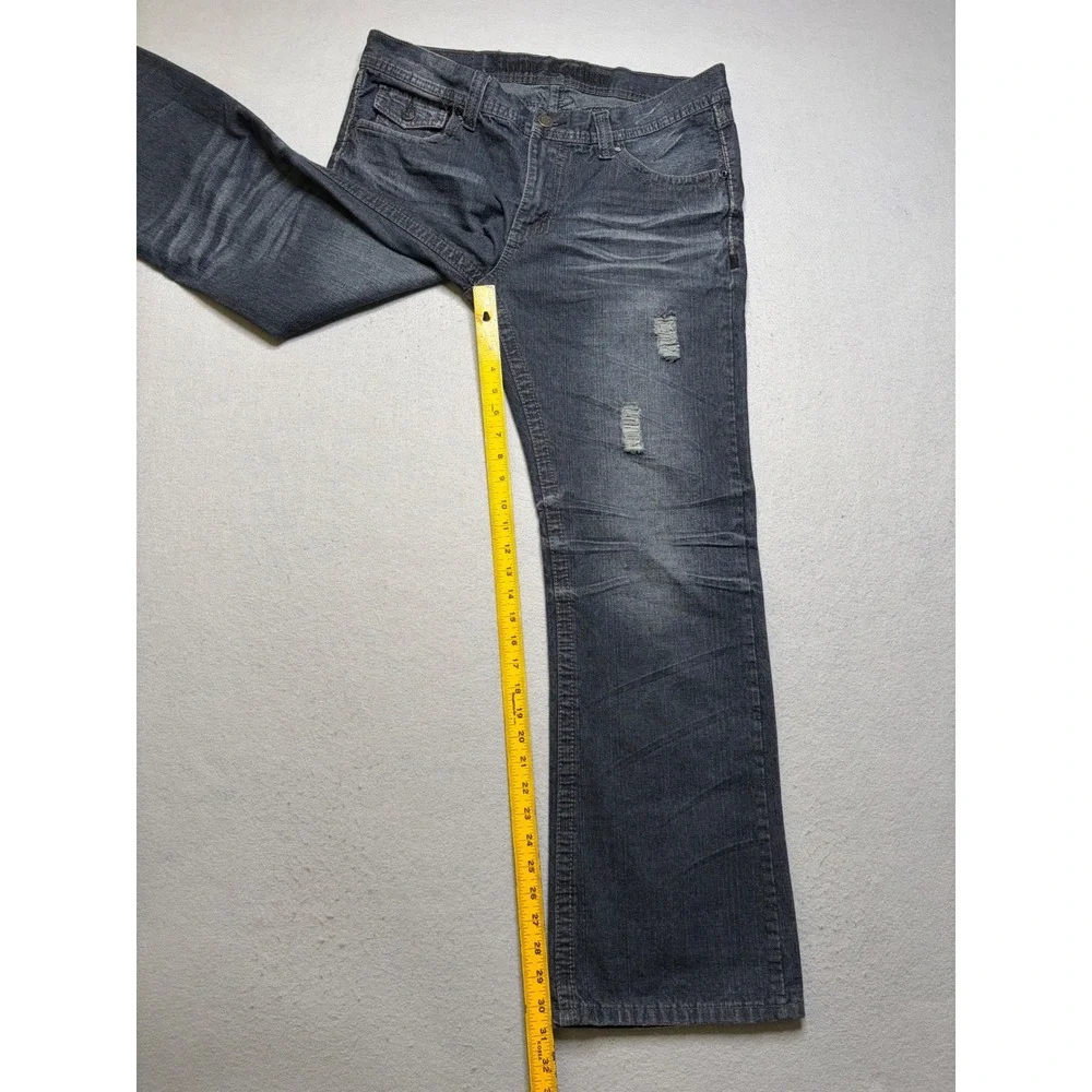 Xtreme Couture Jeans Mens 34x32 Blue Distressed Y2K‎ Embroidered Relaxed Fit